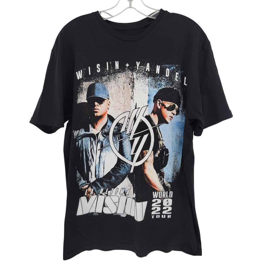 Wisin & Yandel La Ultima Mision World Tour 2022 T-Shirt Mens Large Black Cotton